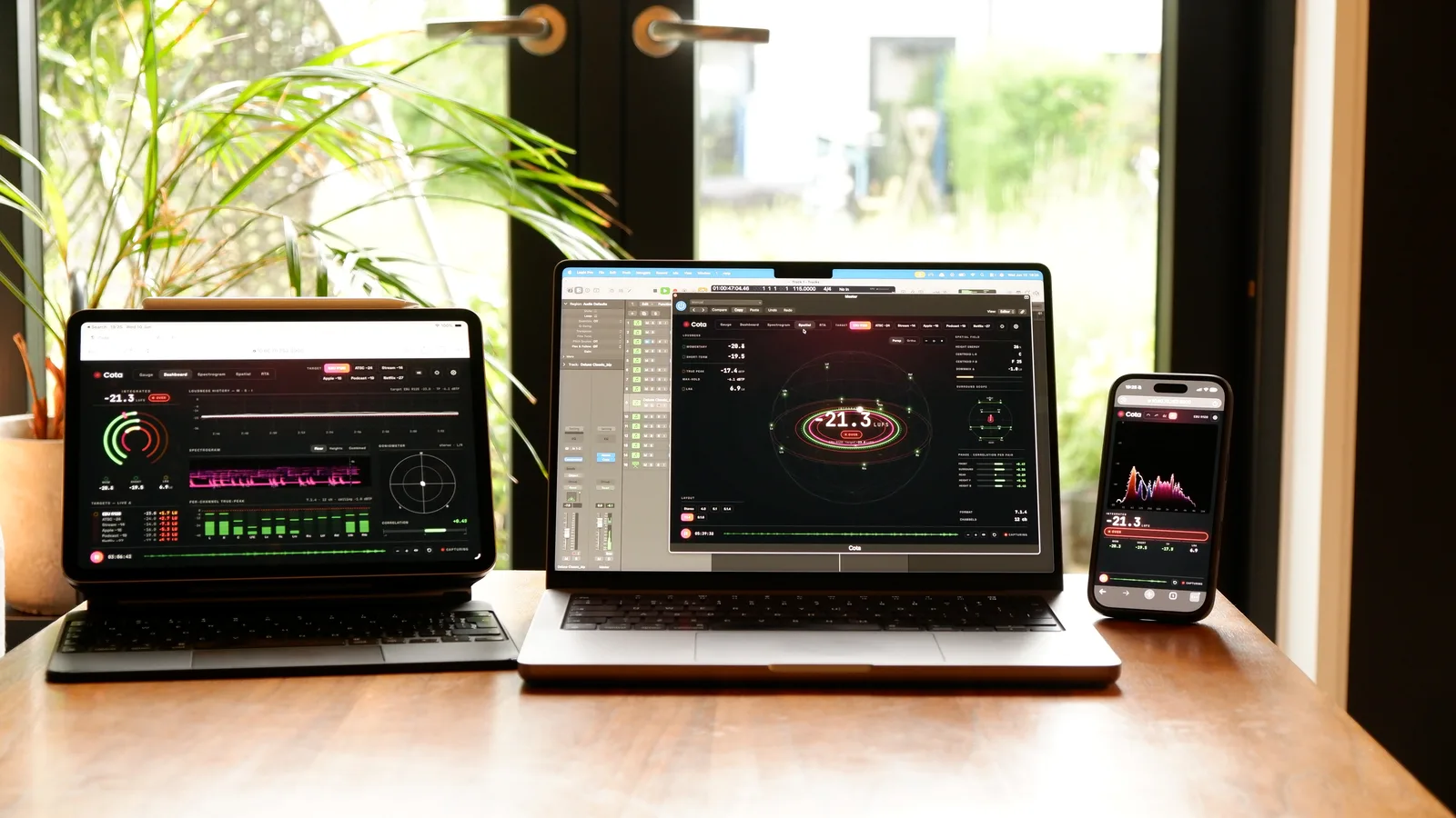 Cota running on laptop, tablet and phone