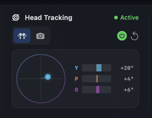 Head tracking status and recenter control