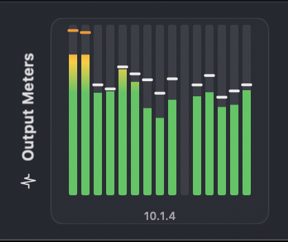 Multichannel output meters for a 10.1.4 layout