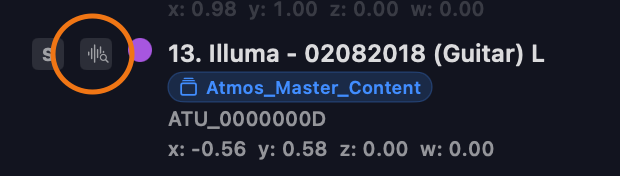 The inspect button (waveform-with-magnifier icon) on an object row in the Inspect sidebar