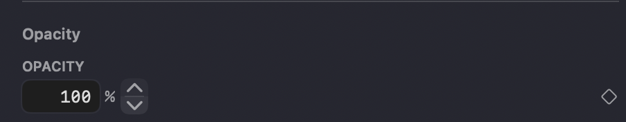The Opacity tool — an opacity percentage with a keyframe control