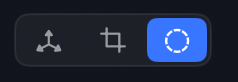 The three tools in the top-left of the video window — Transform, Crop and Mask